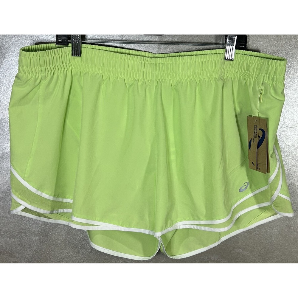 ASICS Women's PR Lyte 2.5" Run Shorts Lime Green White Trim Lined Size 2XL NWT